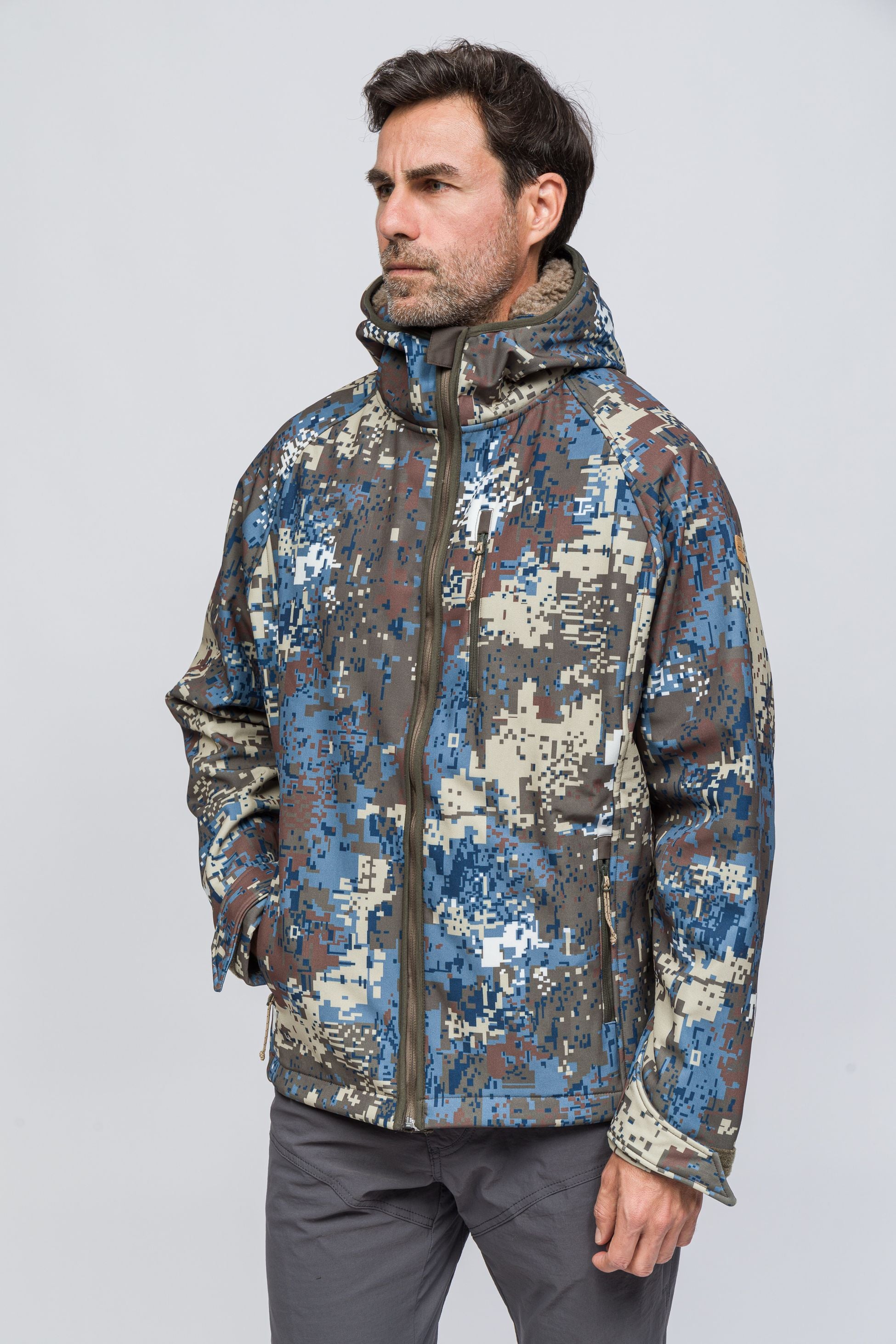 SoftShell Rüzgar ve Suya Dayanıklı Mont- Camo Mavi