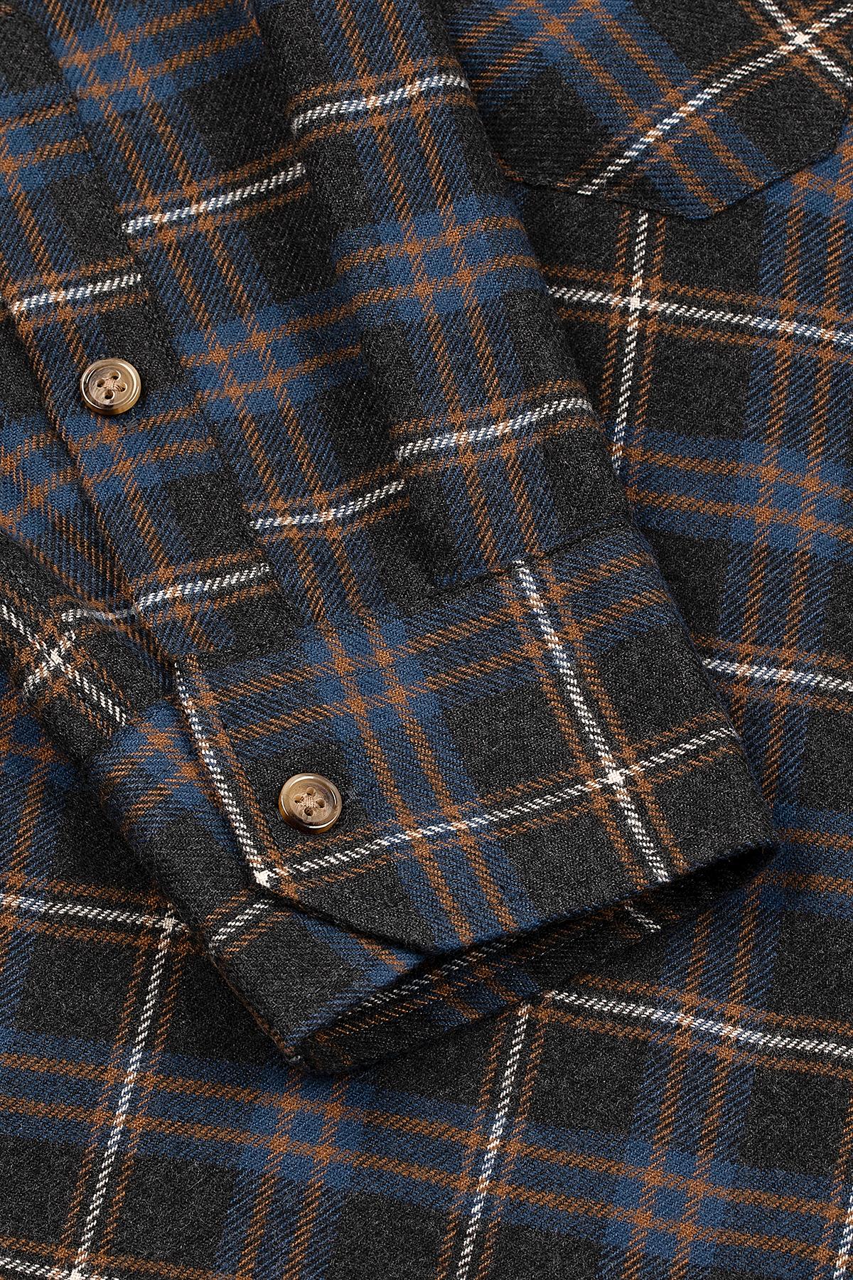 WNTR Flannel Oduncu Gömleği Yumuşak Tuşe - Lacivert Ekose