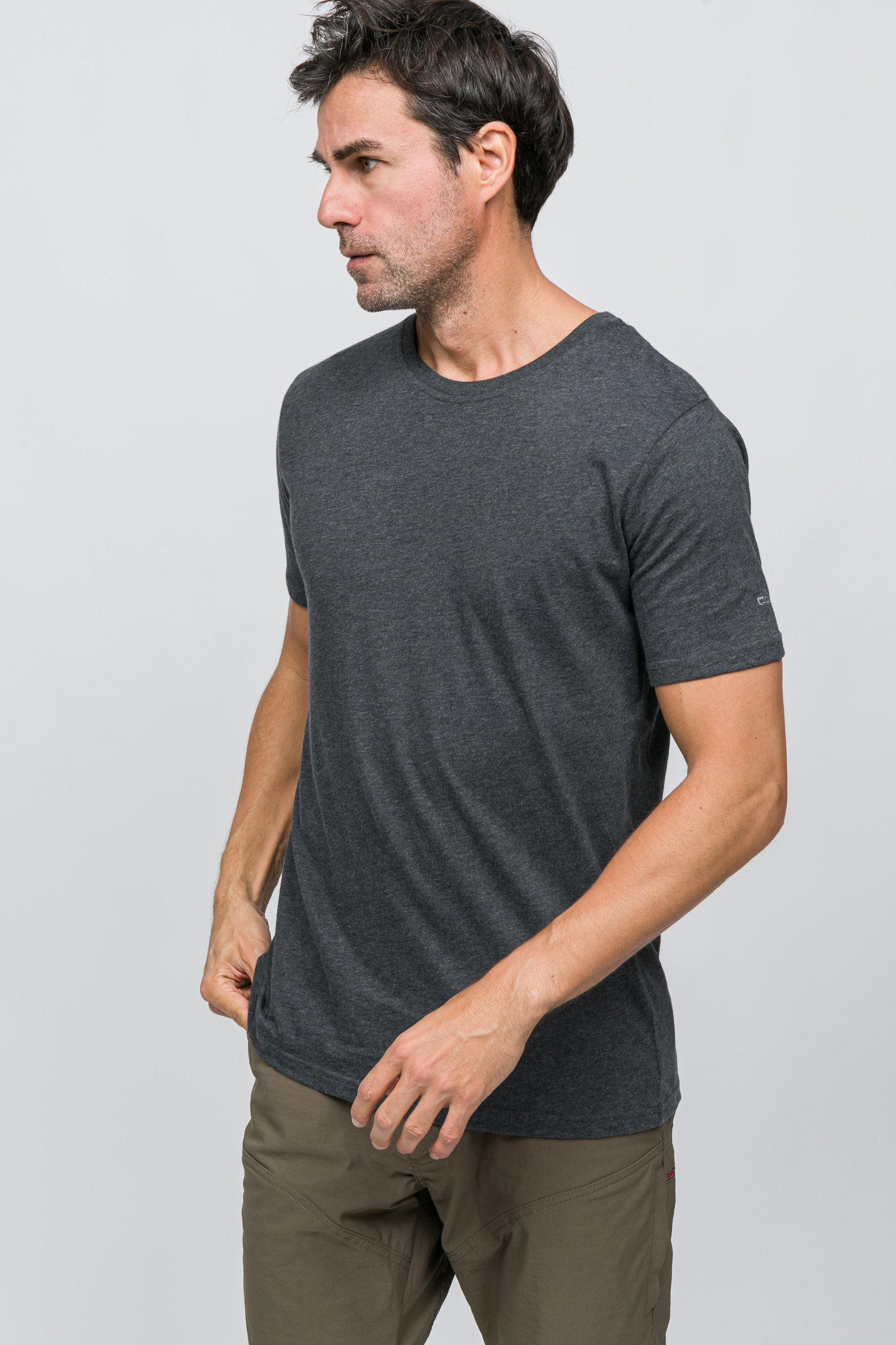 Soft Tees Basic T-Shirt %100 Pamuk Gri Melanj