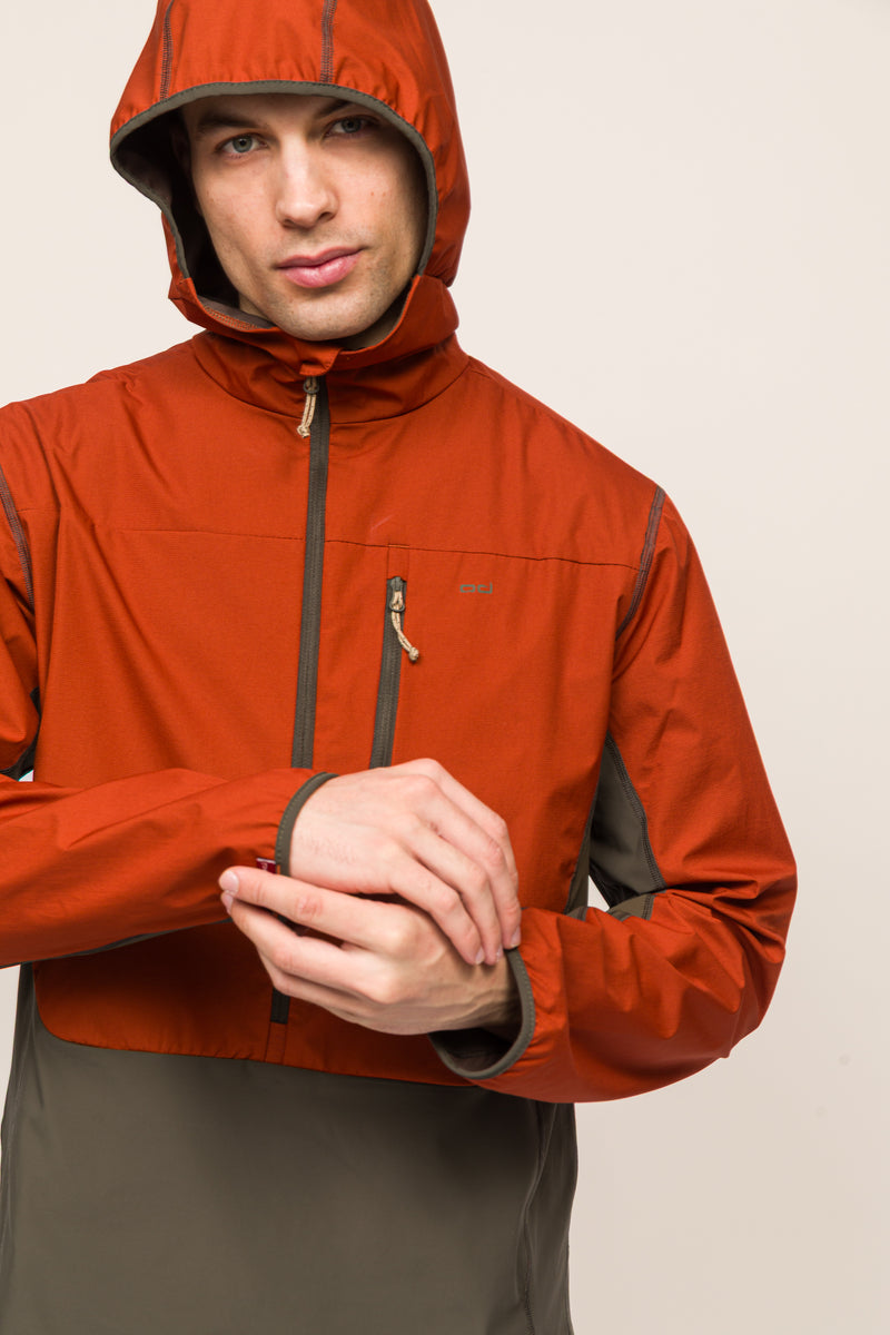 Airshell Kapüşonlu Rüzgar ve Suya Dayanıklı Anorak - Kırmızı Tarçın