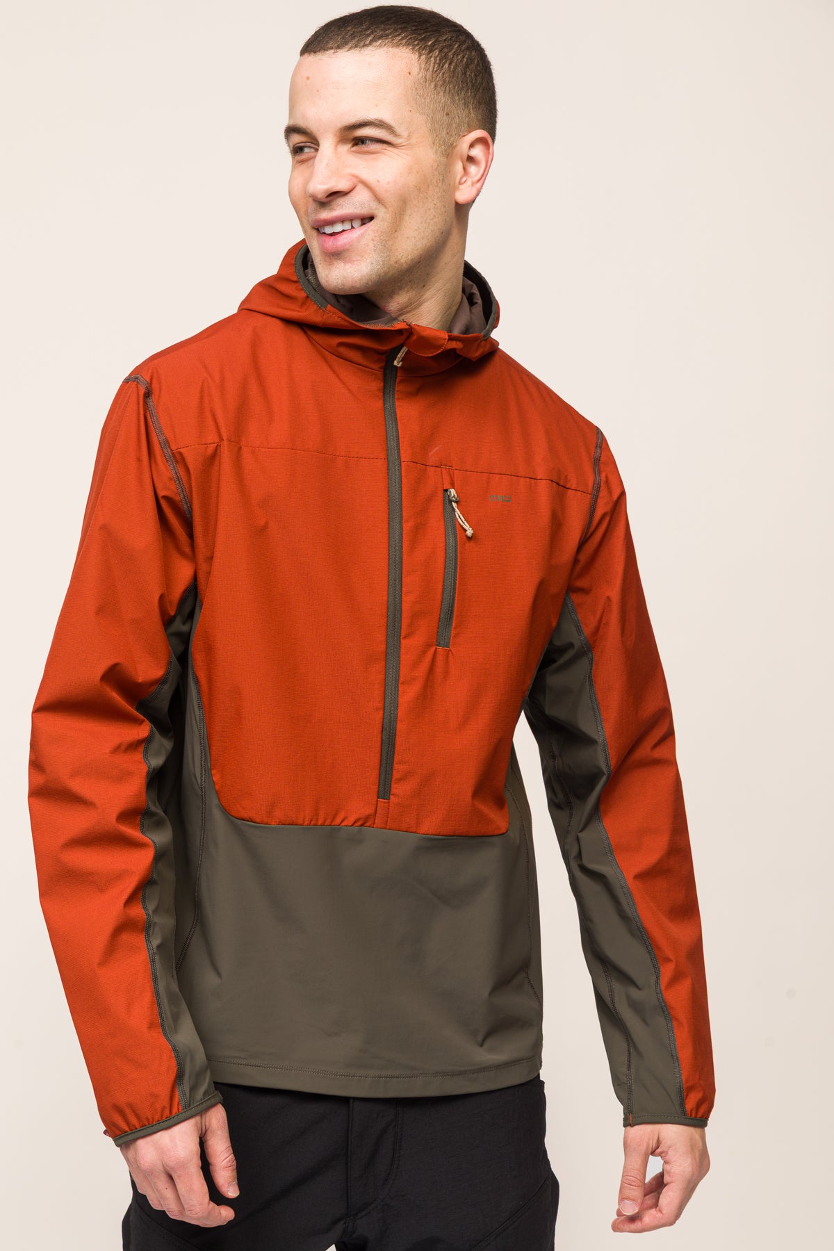 Airshell Kapüşonlu Rüzgar ve Suya Dayanıklı Anorak - Kırmızı Tarçın