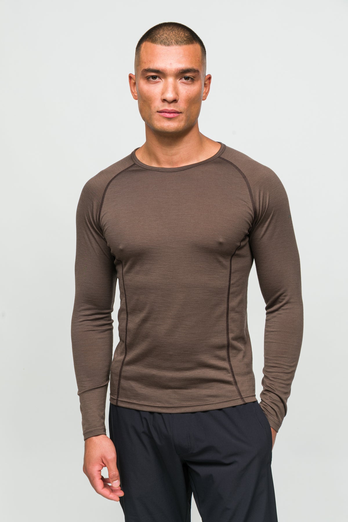 All-Season %100 Merino Uzun Kollu T-Shirt 135 gr - Kahverengi