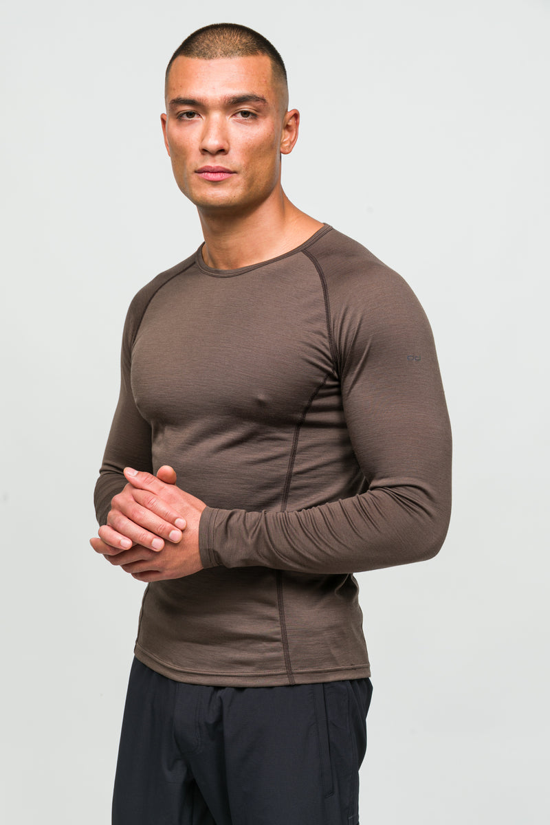 All-Season %100 Merino Uzun Kollu T-Shirt 135 gr - Kahverengi
