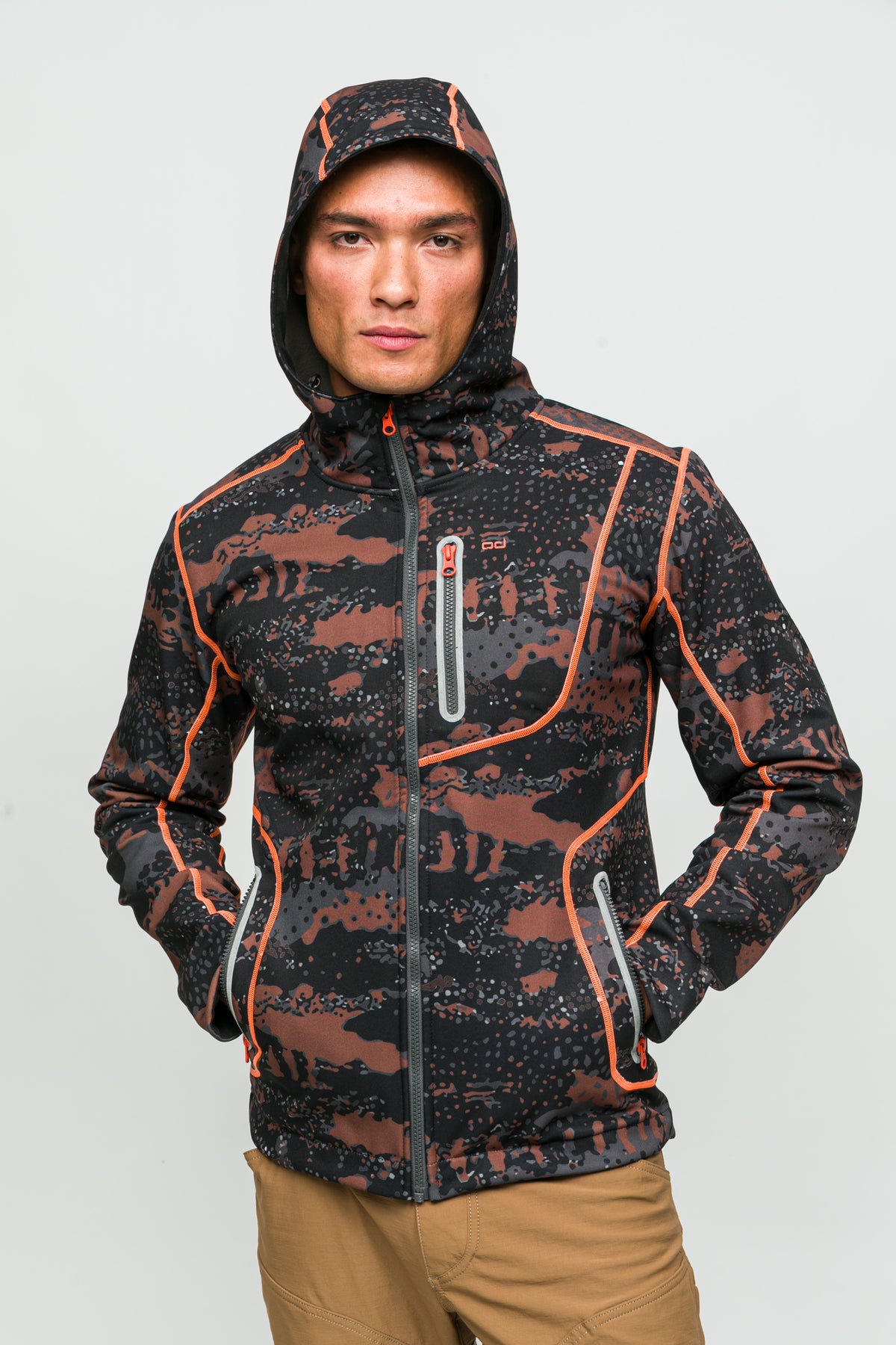 SoftShell Rüzgar ve Suya Dayanıklı Mont- Camo Toprak ve Neon