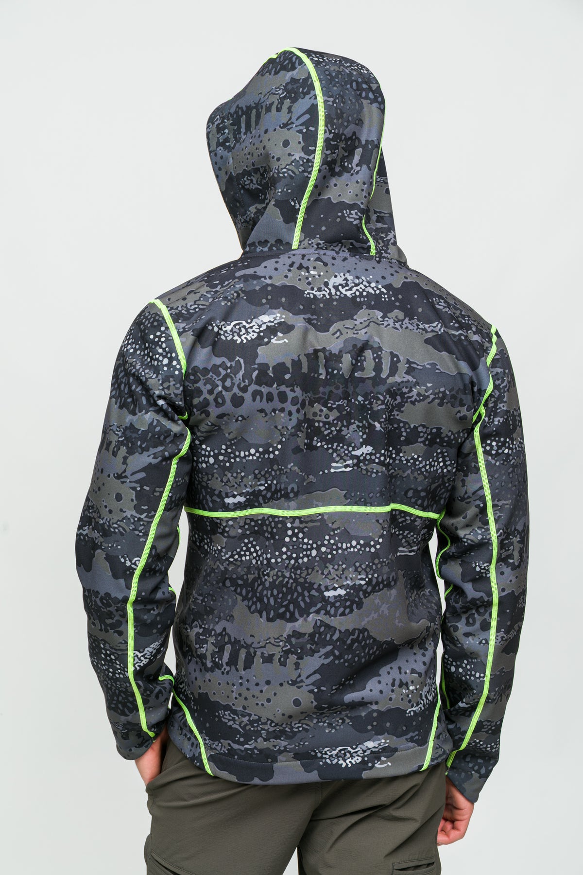 SoftShell Rüzgar ve Suya Dayanıklı Mont- Camo Gri ve Neon