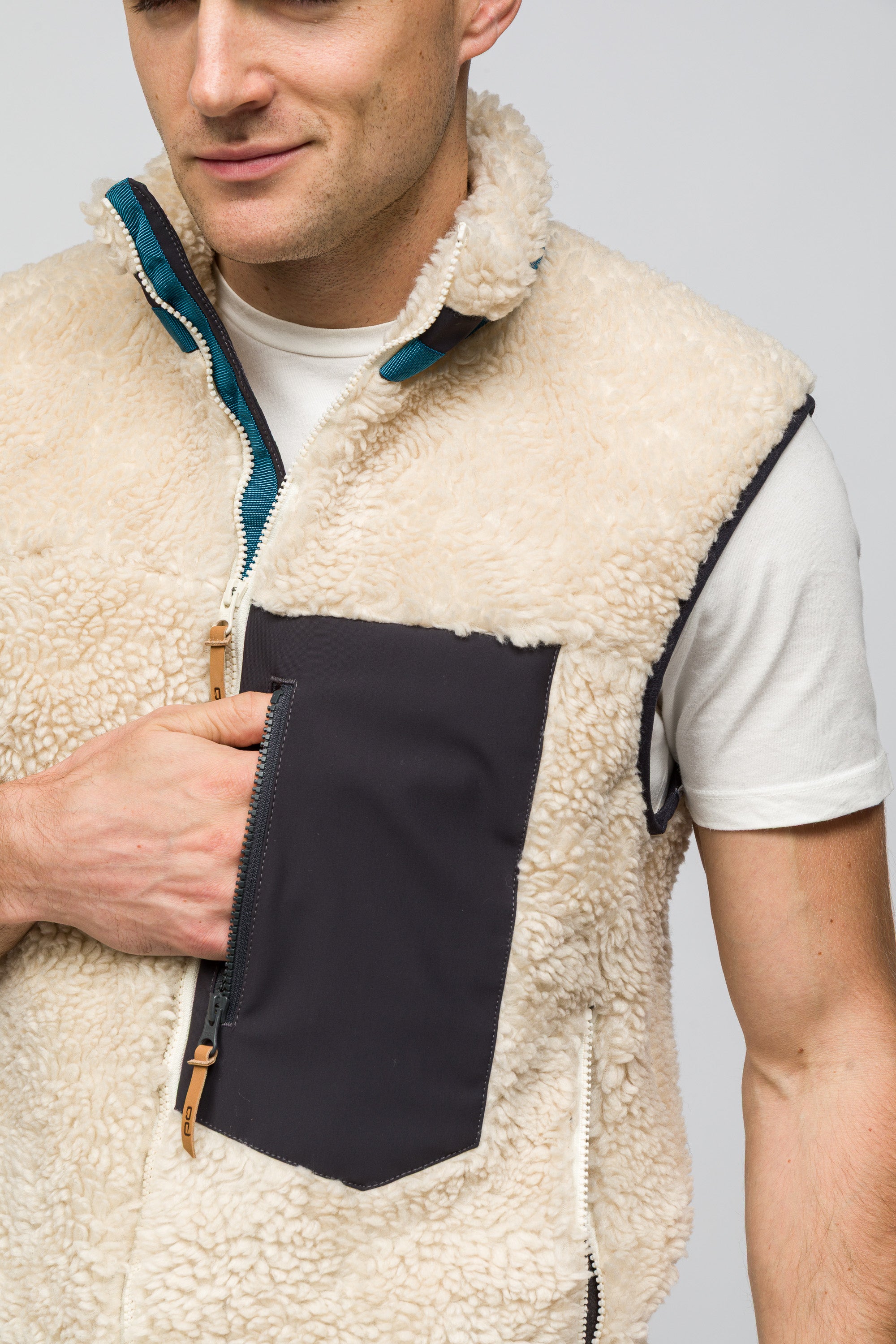 Sherpa Yün Yelek Lambswool - Krem Rengi