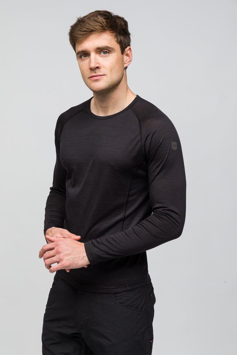 All-Season %100 Merino Uzun Kollu T-Shirt 135 gr - Siyah