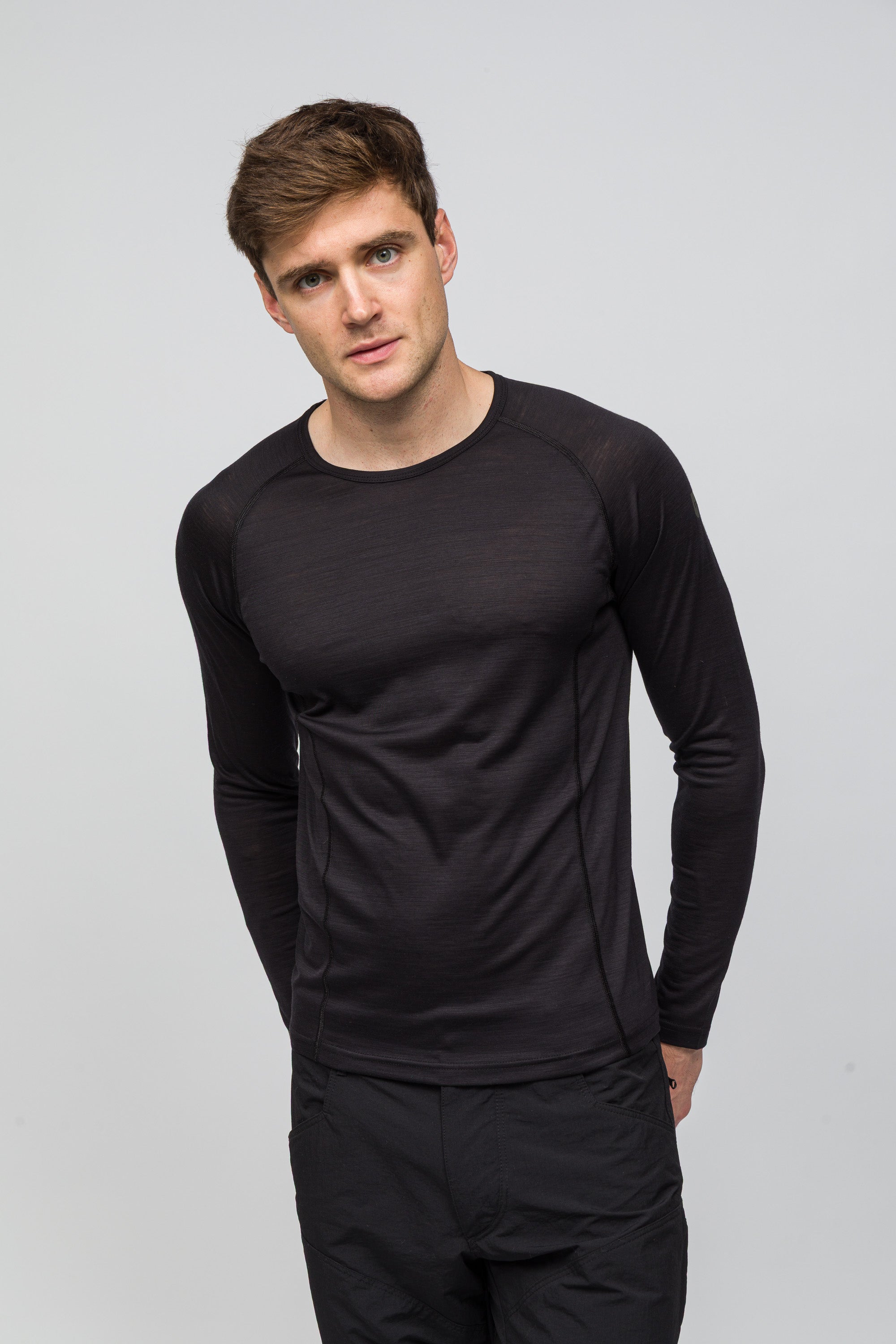 All-Season %100 Merino Uzun Kollu T-Shirt 135 gr - Siyah