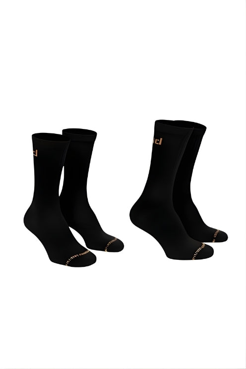 2'li Antibakteriyel Merino Yünü Hike Uzun Çorap - Siyah
