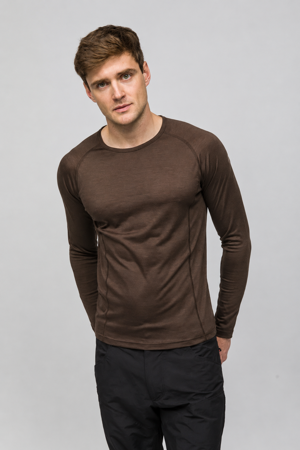 All-Season %100 Merino Uzun Kollu T-Shirt 135 gr - Kahverengi