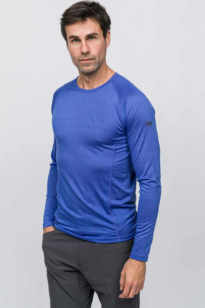 All-Season Merino Uzun Kollu T-Shirt 135 gr -Mavi