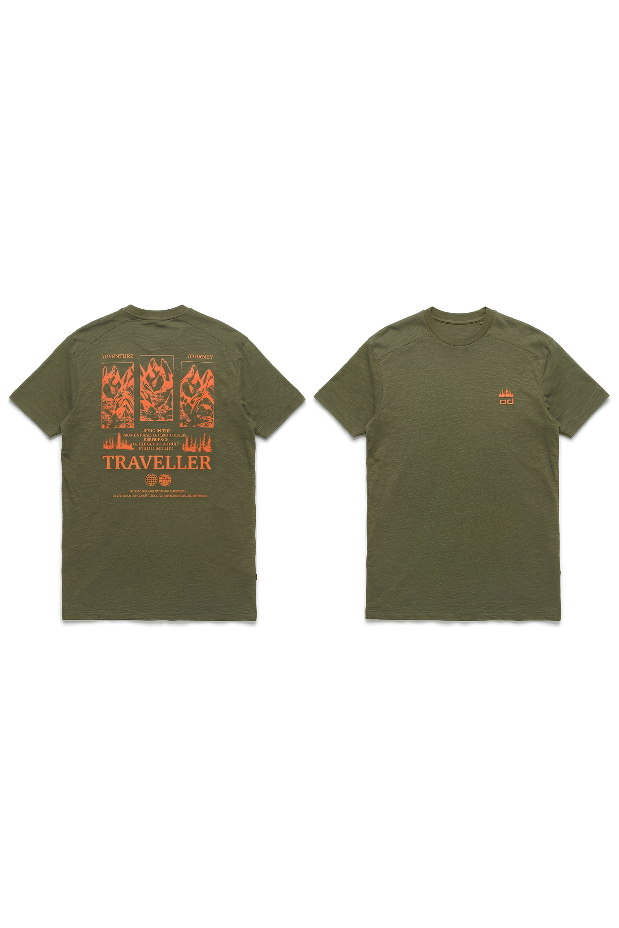 Traveller T-Shirt %100 Pamuk Printed - Haki